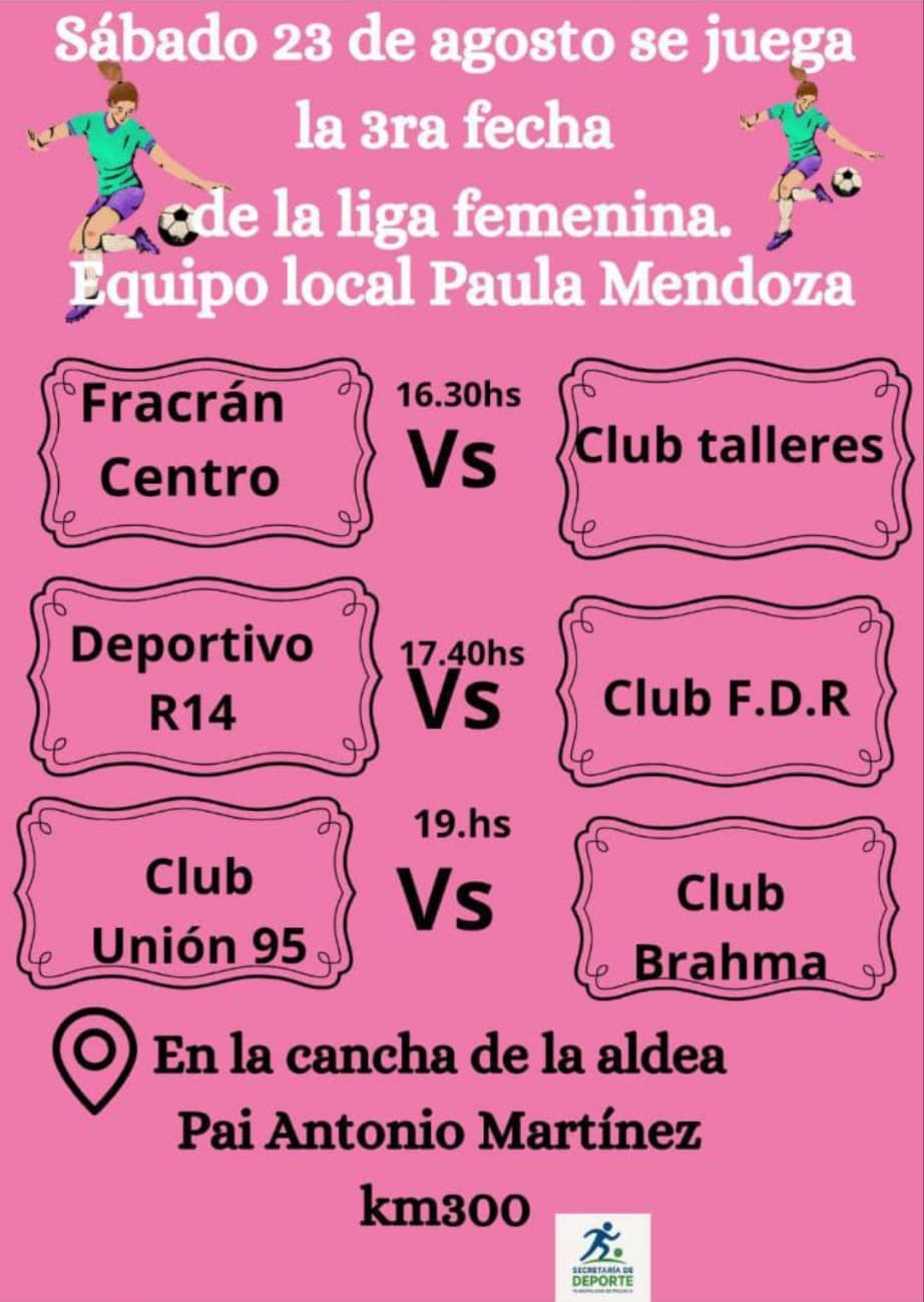 Cronograma de la fecha 3 de la Liga Femenina de Fracrán.