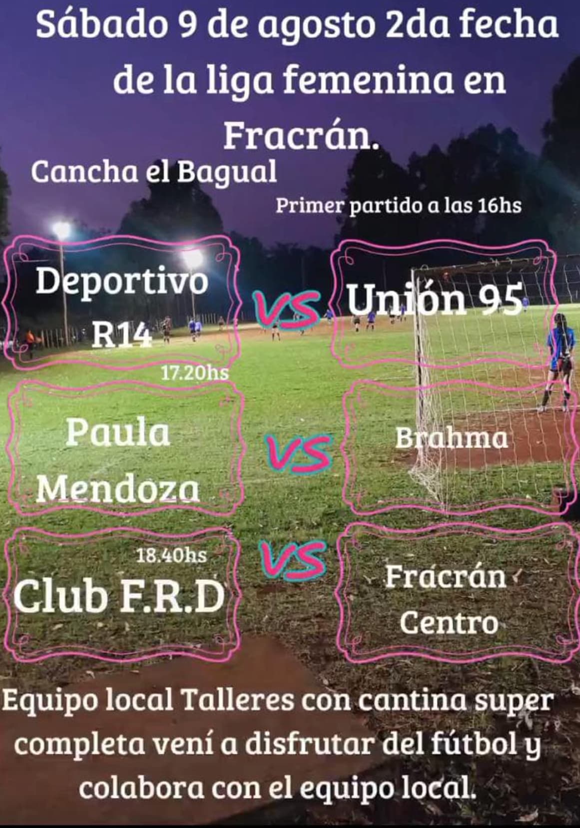 Flyer de la nueva liga femenina de fútbol de Fracrán.