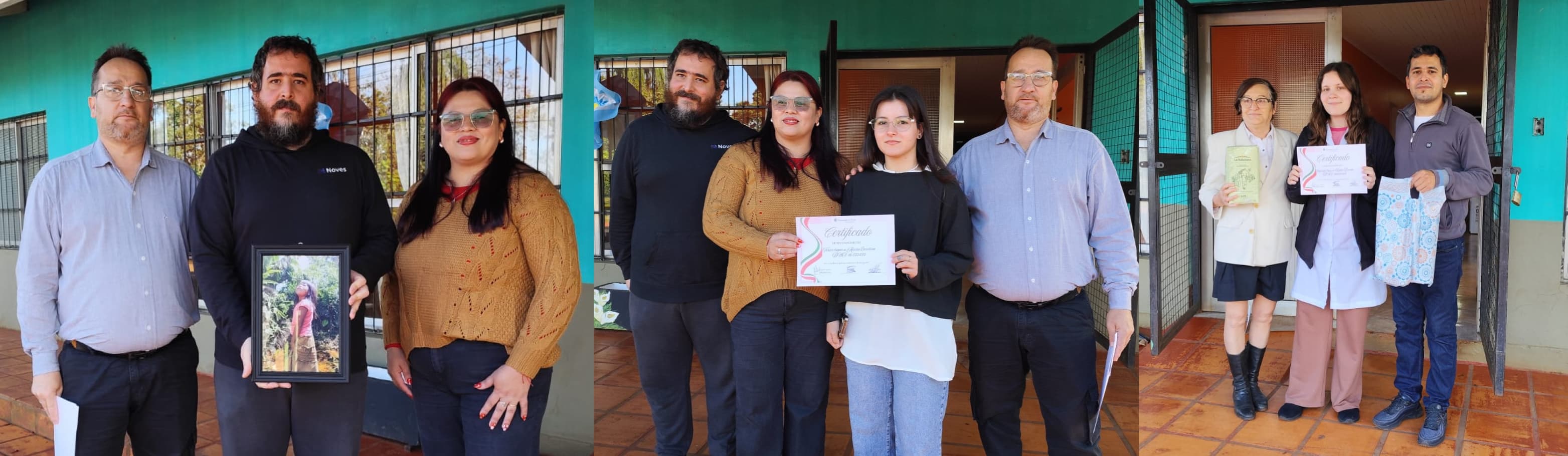 Collage del acto de entrega de premios de Miradas de Fracrán 2026, frente a la Municipalidad.