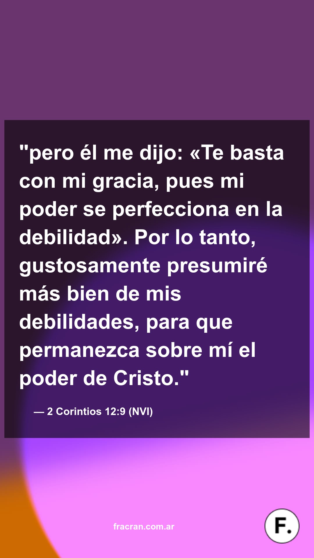Versículo del día: 2 Corintios 12:9
