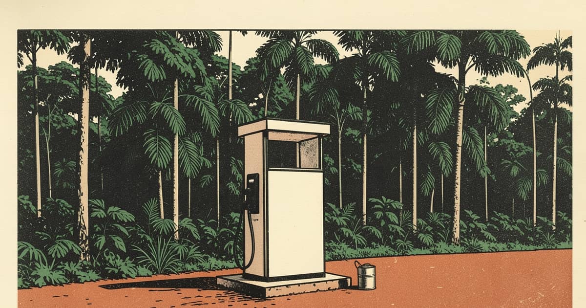 Ilustración editorial de portada sobre Misiones tiene la nafta más cara del país: paga 25% más