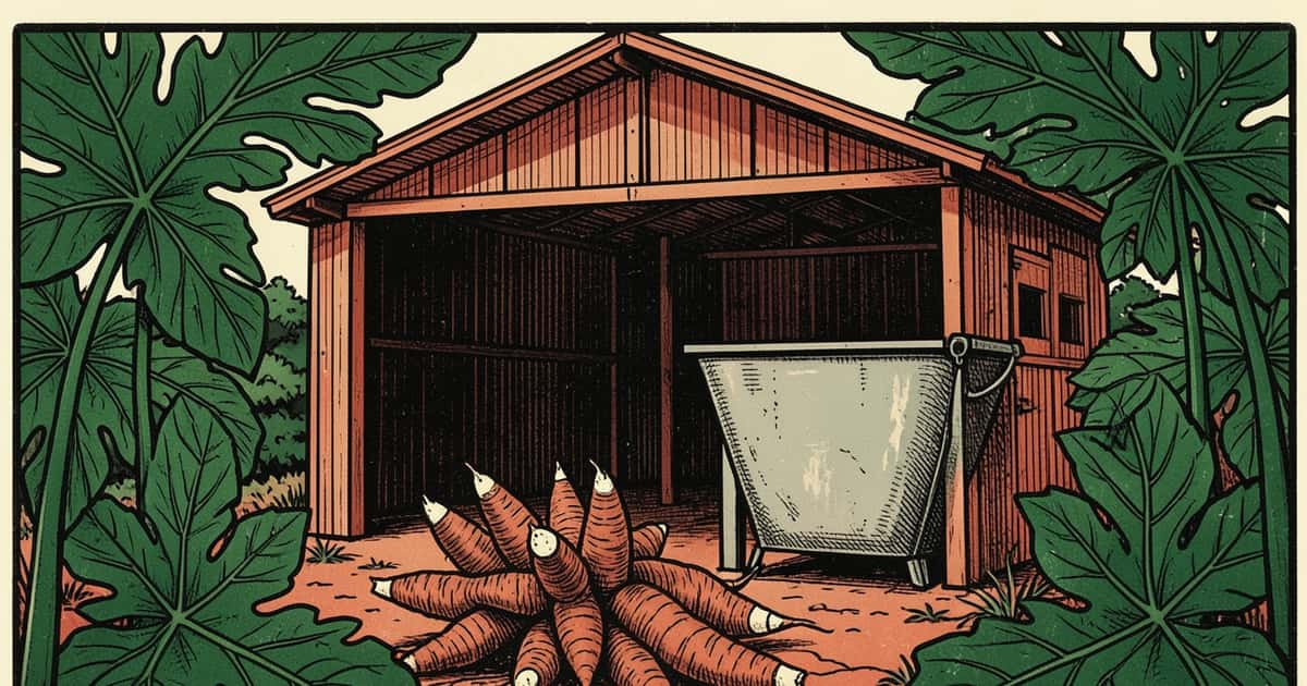 Ilustración editorial de portada sobre Mandioca en Misiones: parar no elimina todos los costos